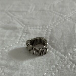 Woven Mesh Stackable Ring - Silver-Tone